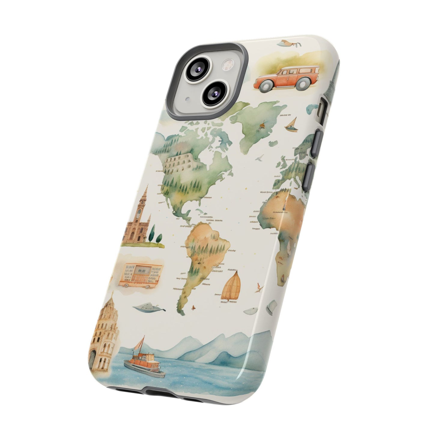 Hard Phone Case — Watercolor Fantasy Map Castle Design