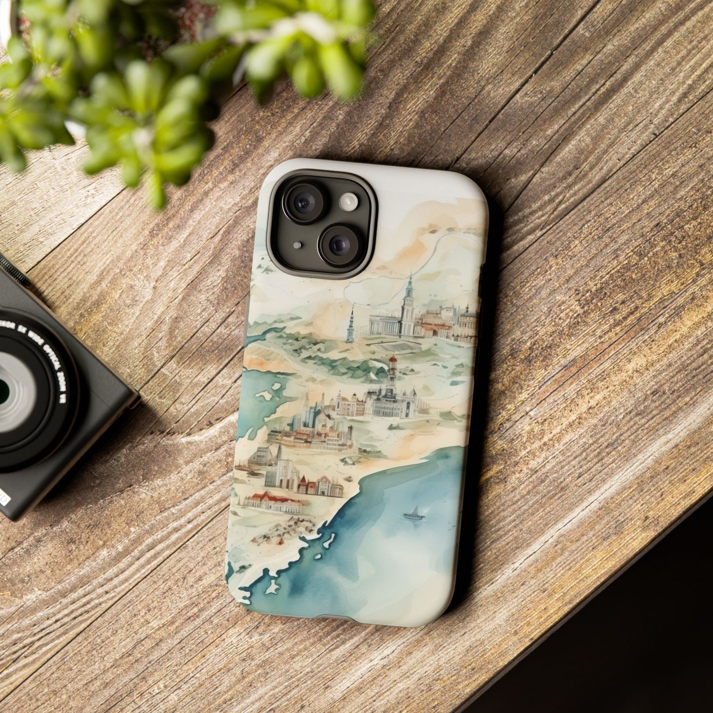 Hard Phone Case — Watercolor Fantasy Map Castle Design