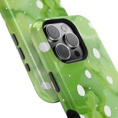 Green Watercolor Polka Dot Magnetic Impact Phone Case