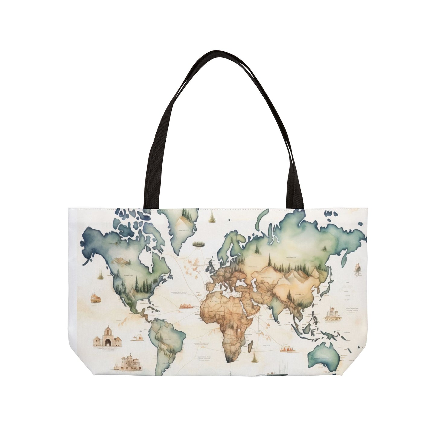 Weekender Tote Bag — Watercolor World Map Travel Tote