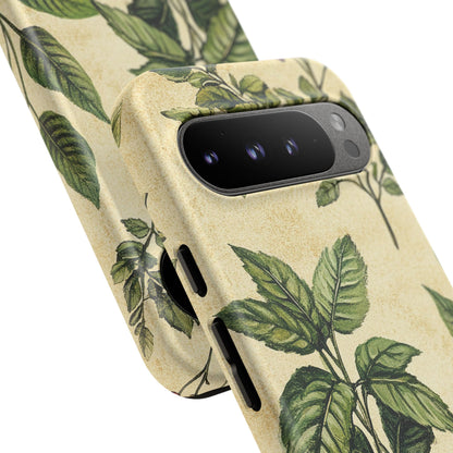 Botanical Leaves Tough Phone Case — Vintage Green Plant Print