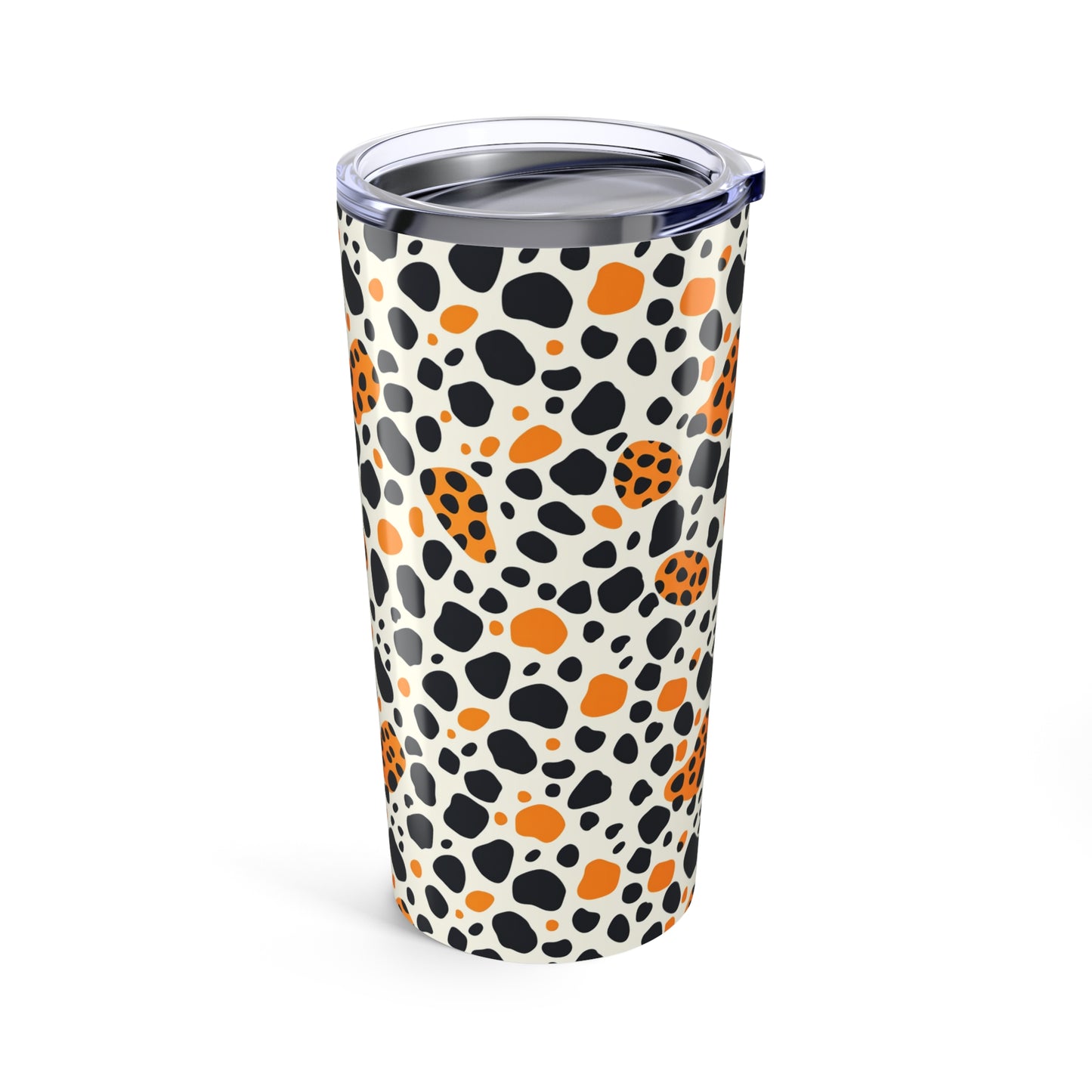 20oz Leopard Print Tumbler — Orange & Black Animal Spot Travel Cup
