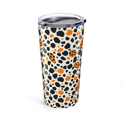 20oz Leopard Print Tumbler — Orange & Black Animal Spot Travel Cup