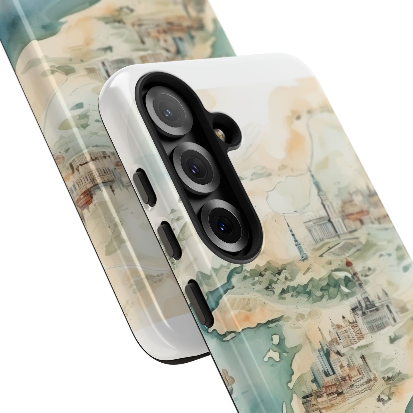 Hard Phone Case — Watercolor Fantasy Map Castle Design