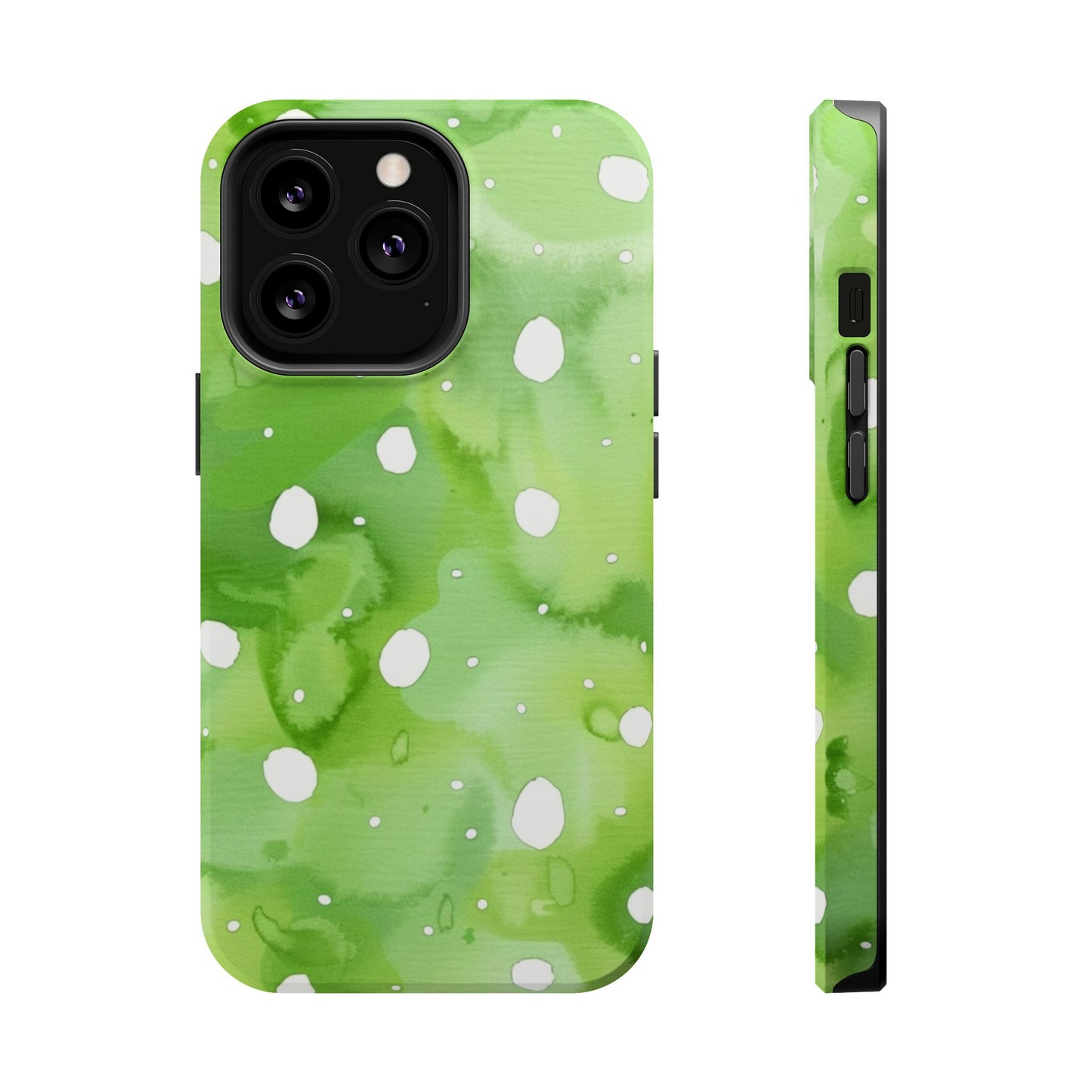 Green Watercolor Polka Dot Magnetic Impact Phone Case