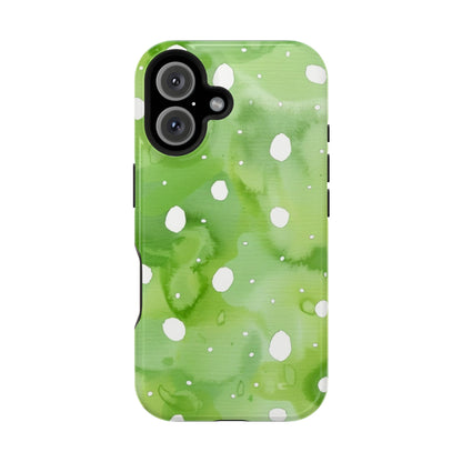 Green Watercolor Polka Dot Magnetic Impact Phone Case