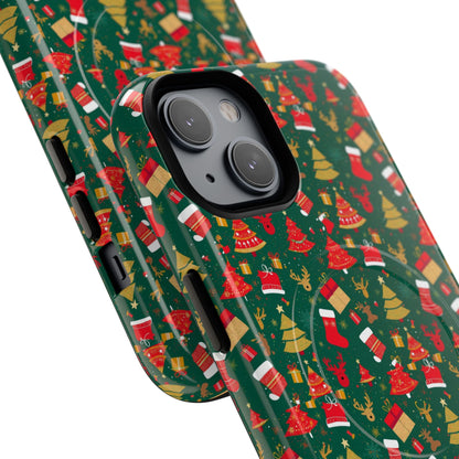 Christmas Tough Magnetic Phone Case | Festive Holiday Accessory | Cute Santa & Tree Design, Gift for Him/Her, Seasonal Tech