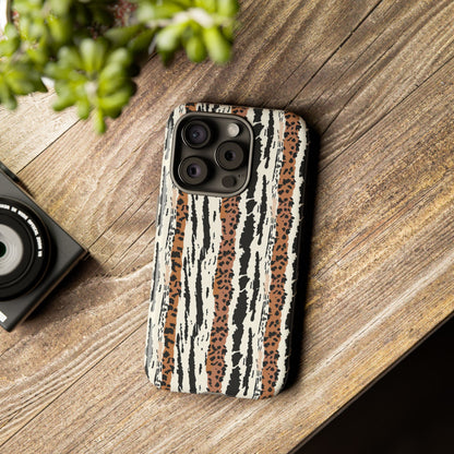 Animal Stripe Phone Case — Leopard & Zebra Pattern Tough Protective Cover,Africa Pattern .