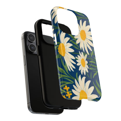 Daisy Floral IPhone Case-Tough Magnetic Cover ,Glossy Finish ,Retro Botanical Flower  Design.