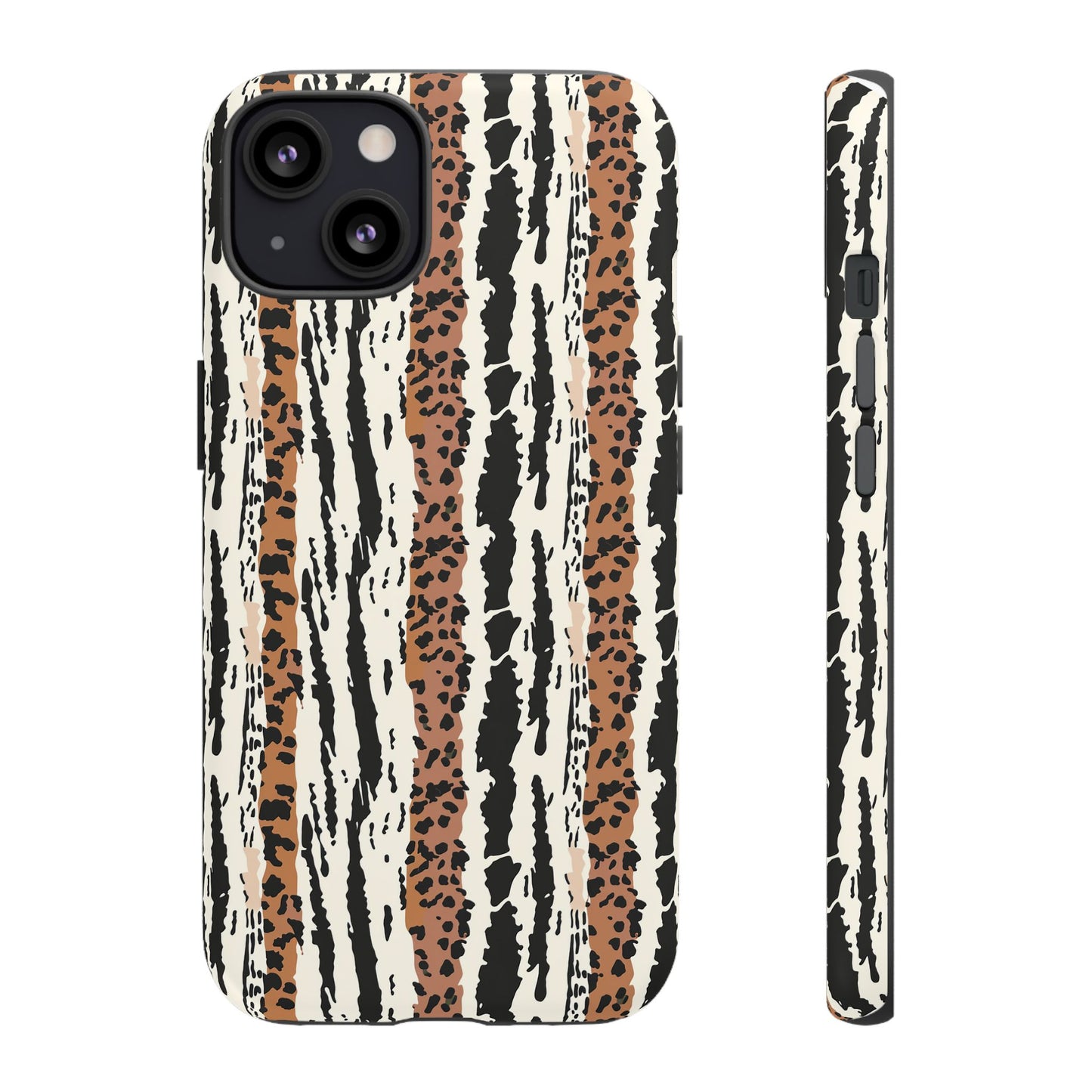 Animal Stripe Phone Case — Leopard & Zebra Pattern Tough Protective Cover,Africa Pattern .