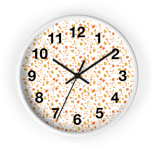 Autumn Leaves Wall Clock, Fall Home Decor, Rustic Timepiece, Seasonal Gift, Nature-Inspired Wall Art