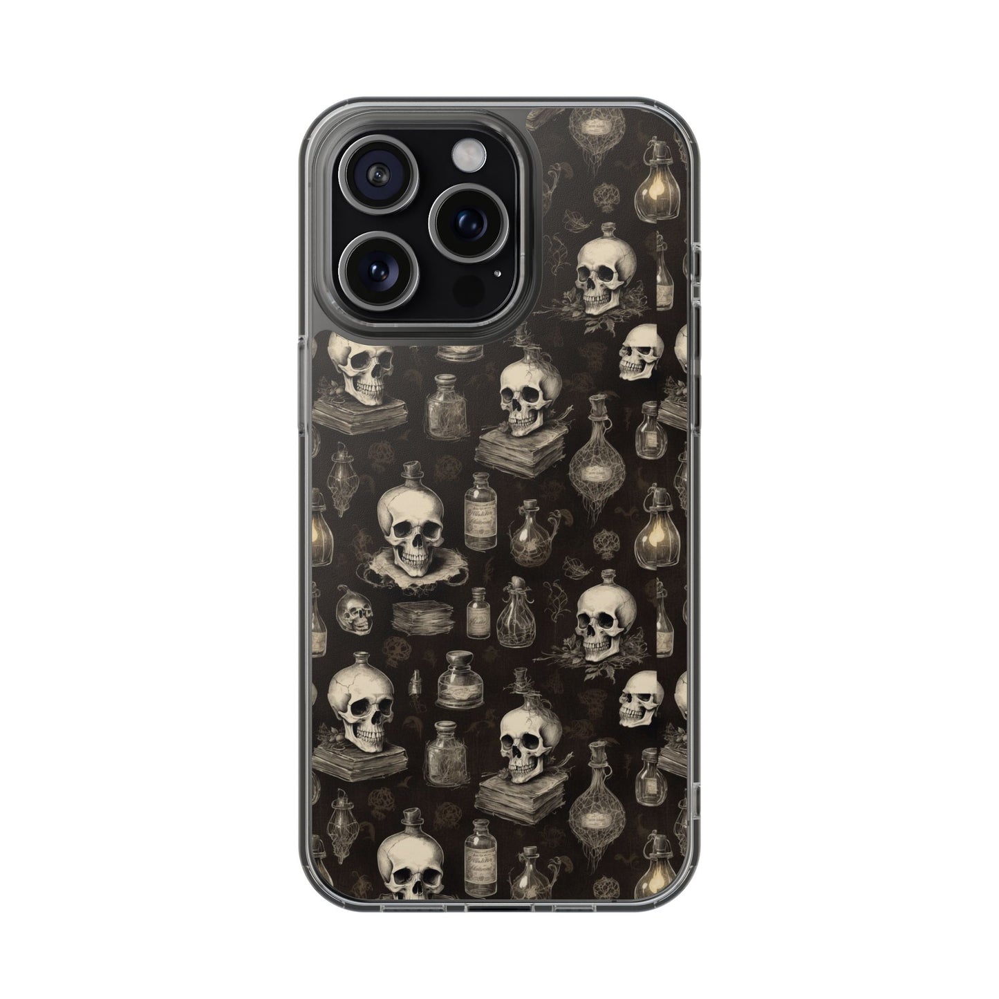 Gothic Skull Phone Case | Clear Impact-Resistant Cases for Halloween, Gothic Aesthetic, Unique Gift, Skull Lover, Spooky Decor