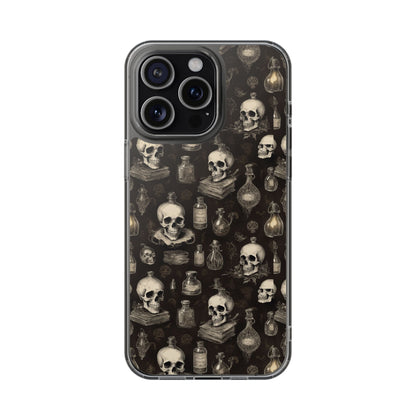Gothic Skull Phone Case | Clear Impact-Resistant Cases for Halloween, Gothic Aesthetic, Unique Gift, Skull Lover, Spooky Decor