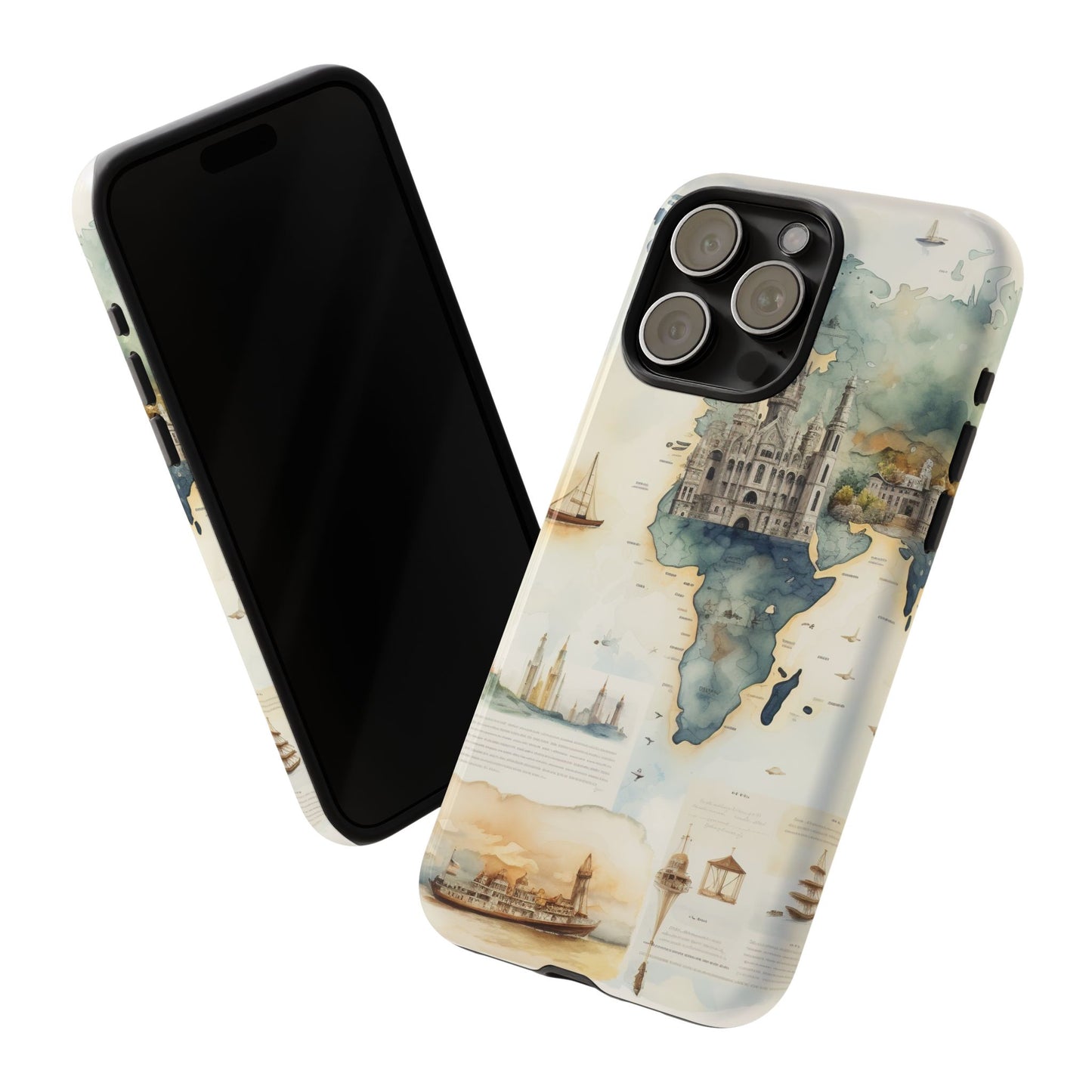 Hard Phone Case — Watercolor Fantasy Map Castle Design