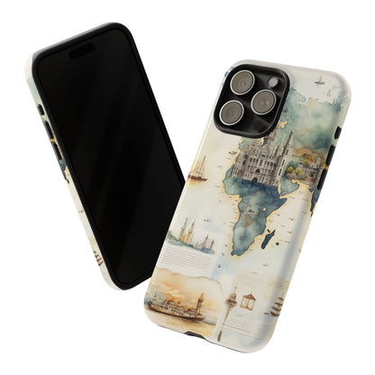 Hard Phone Case — Watercolor Fantasy Map Castle Design