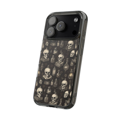 Gothic Skull Phone Case | Clear Impact-Resistant Cases for Halloween, Gothic Aesthetic, Unique Gift, Skull Lover, Spooky Decor