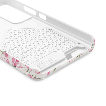 Chic Floral Phone Case with Card Holder for Princesses, Cute Floral Design, Gift for Her