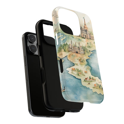 Hard Phone Case — Watercolor Fantasy Map Castle Design