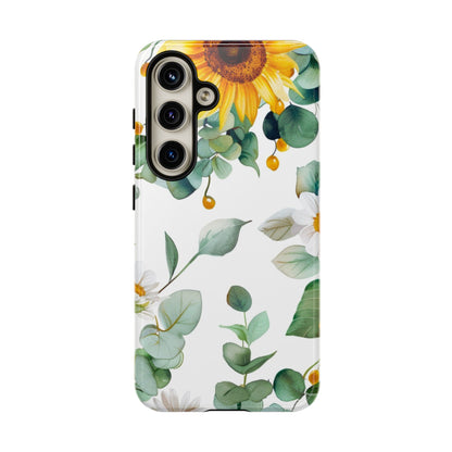 Sunflower & Eucalyptus Tough Phone Case — Protective Floral iPhone Case
