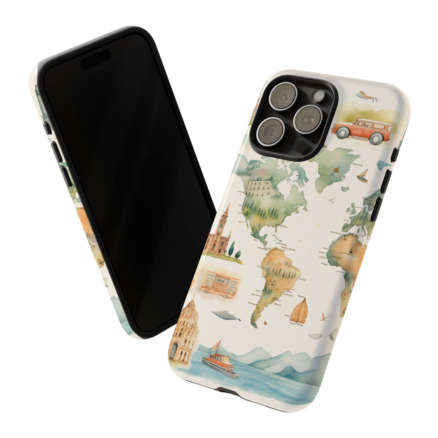 Hard Phone Case — Watercolor Fantasy Map Castle Design