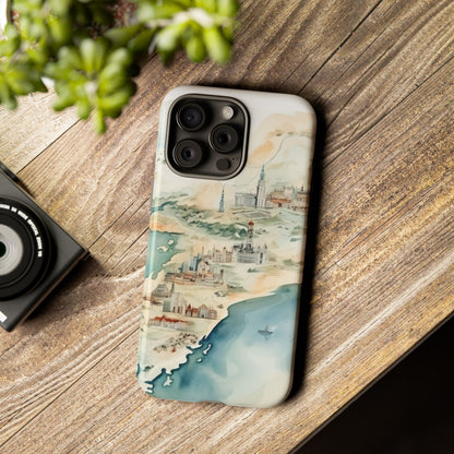 Hard Phone Case — Watercolor Fantasy Map Castle Design