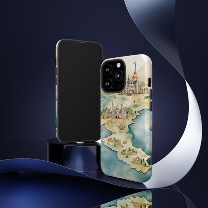 Hard Phone Case — Watercolor Fantasy Map Castle Design