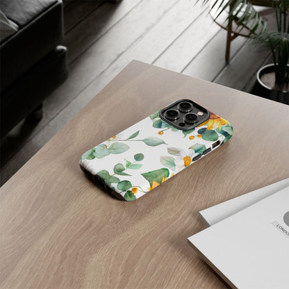 Sunflower & Eucalyptus Tough Phone Case — Protective Floral iPhone Case