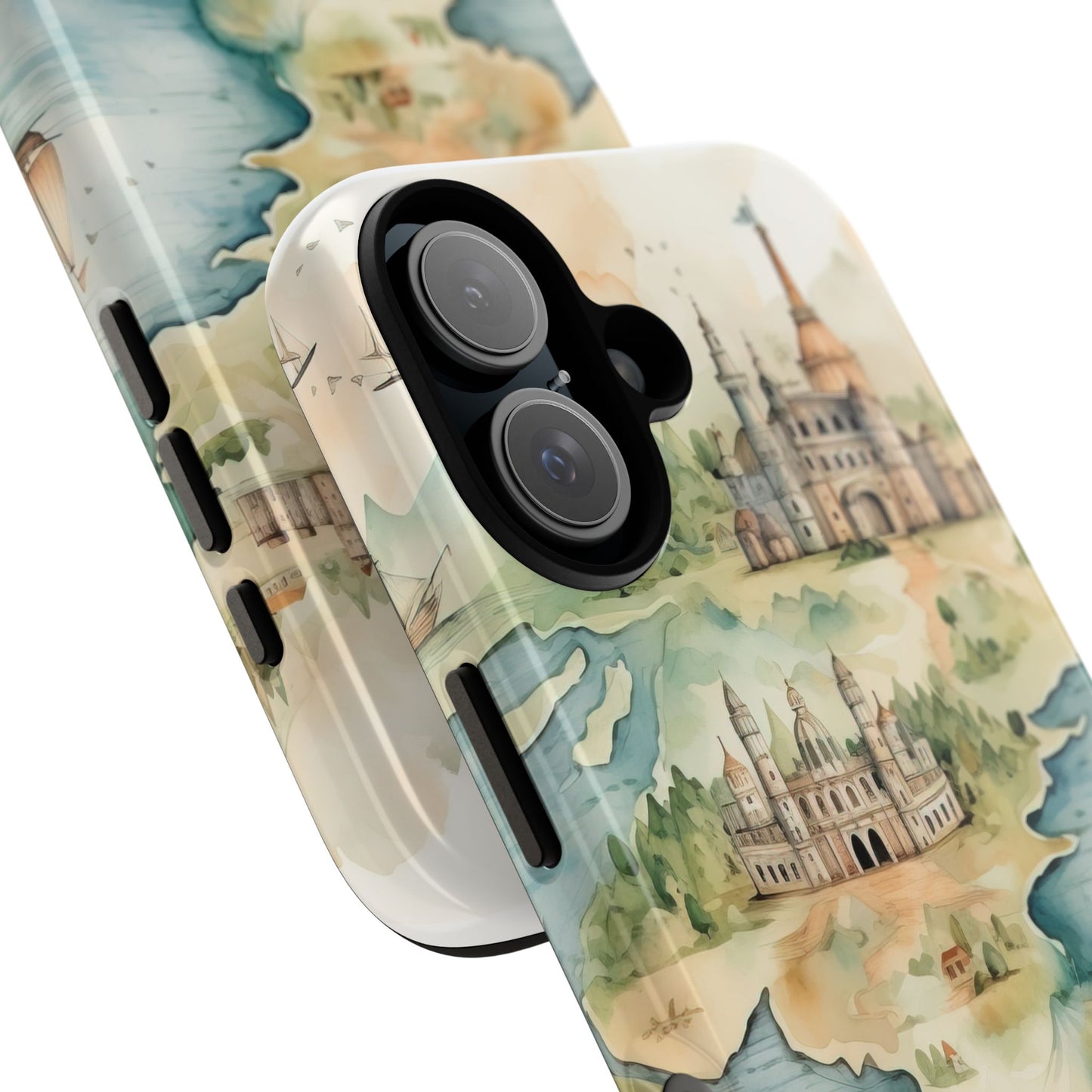 Hard Phone Case — Watercolor Fantasy Map Castle Design