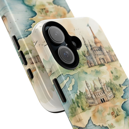 Hard Phone Case — Watercolor Fantasy Map Castle Design