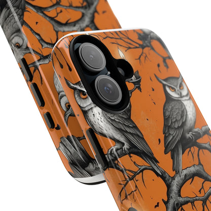 Owl-Themed Tough Phone Case, Halloween Decor, Unique Gift for Nature Lovers, Phone Accessories, Fall Vibes
