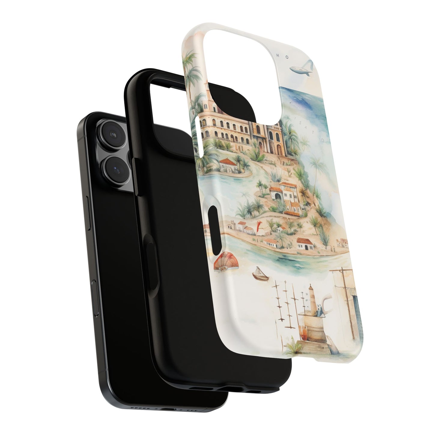 Hard Phone Case — Watercolor Fantasy Map Castle Design