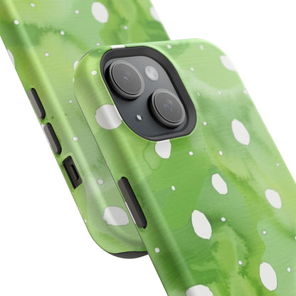 Green Watercolor Polka Dot Magnetic Impact Phone Case
