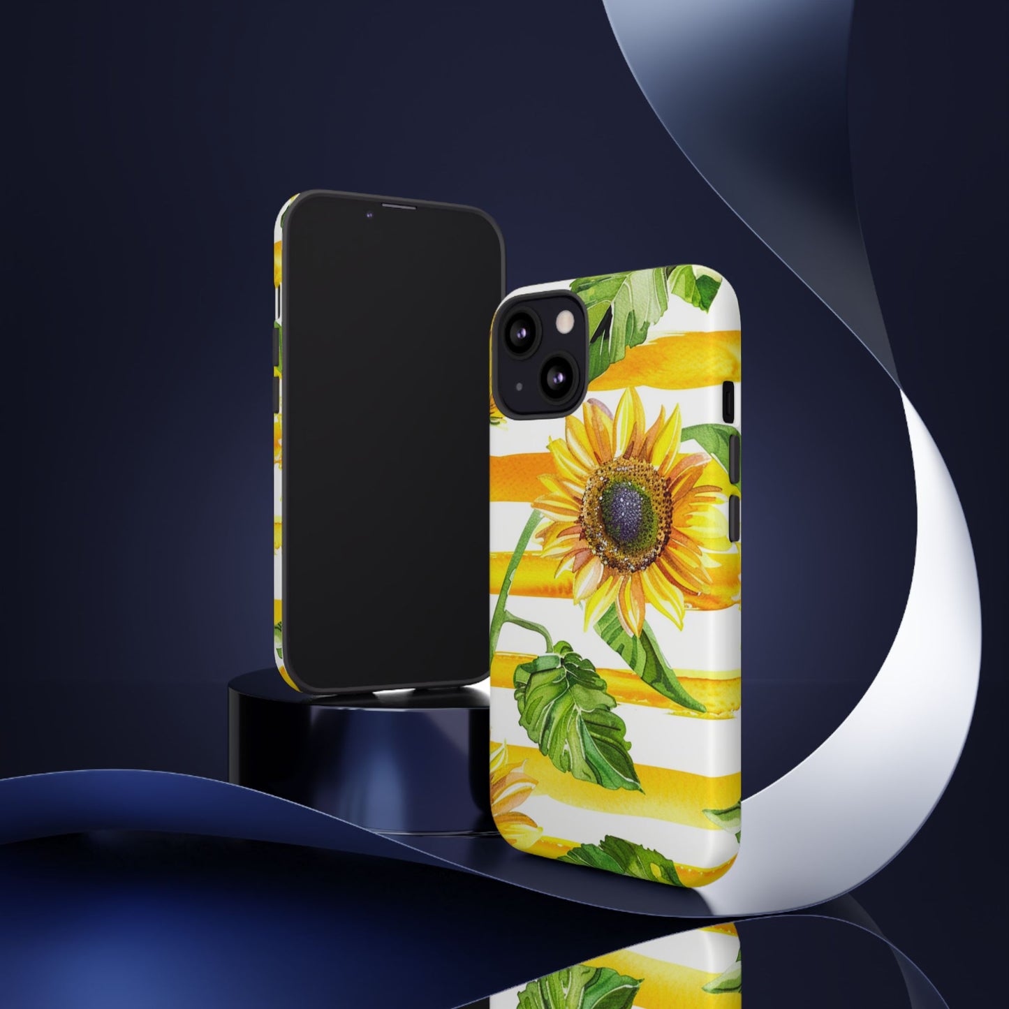 Sunflower Stripes Phone Case - Bright Floral Tough Case