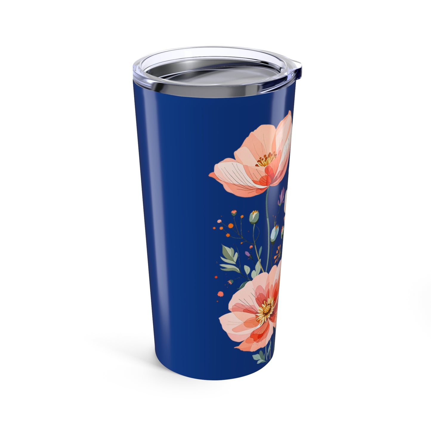 20oz Floral Navy Tumbler – Insulated Stainless Steel Travel Cup