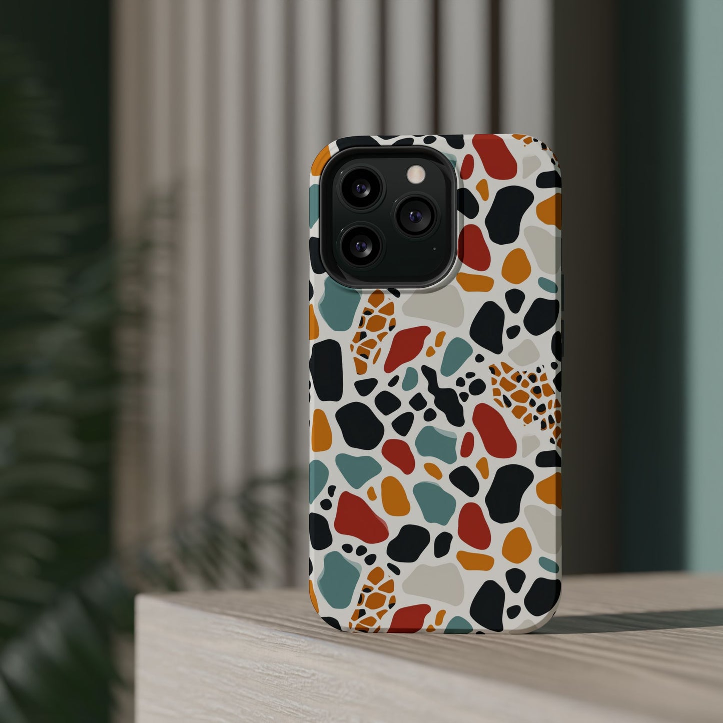 Terrazzo Pattern Magnetic Impact Phone Case — Colorful Retro Pebble Design