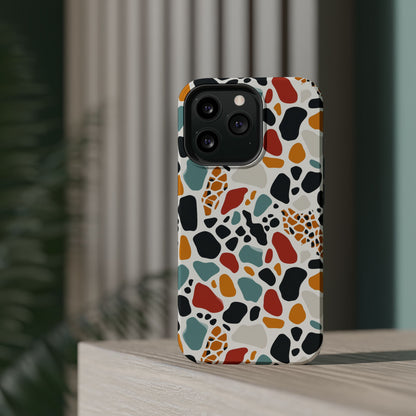 Terrazzo Pattern Magnetic Impact Phone Case — Colorful Retro Pebble Design