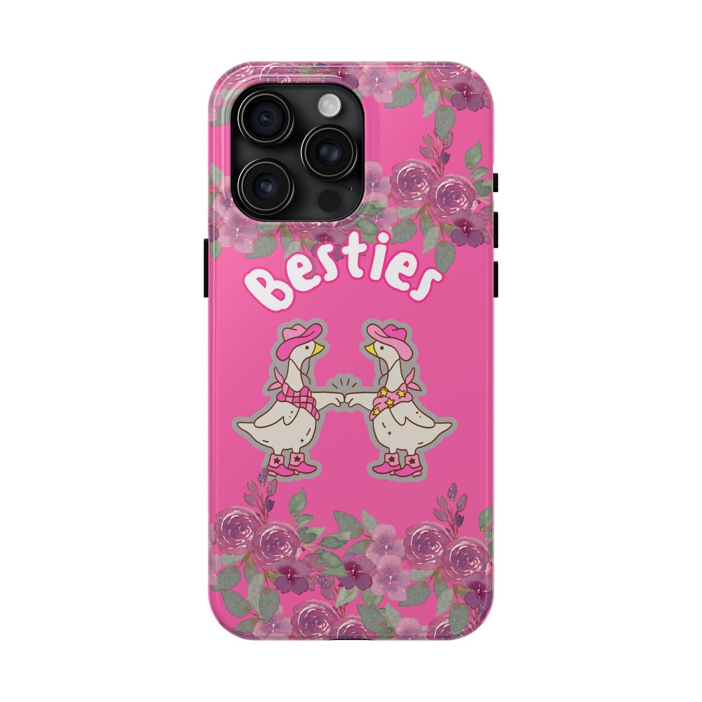 Colorful Floral Besties Phone Case, Tough Mobile Cover for Best Friends, Cute Gift for Friendship Day, Unique Cell Phone Protection