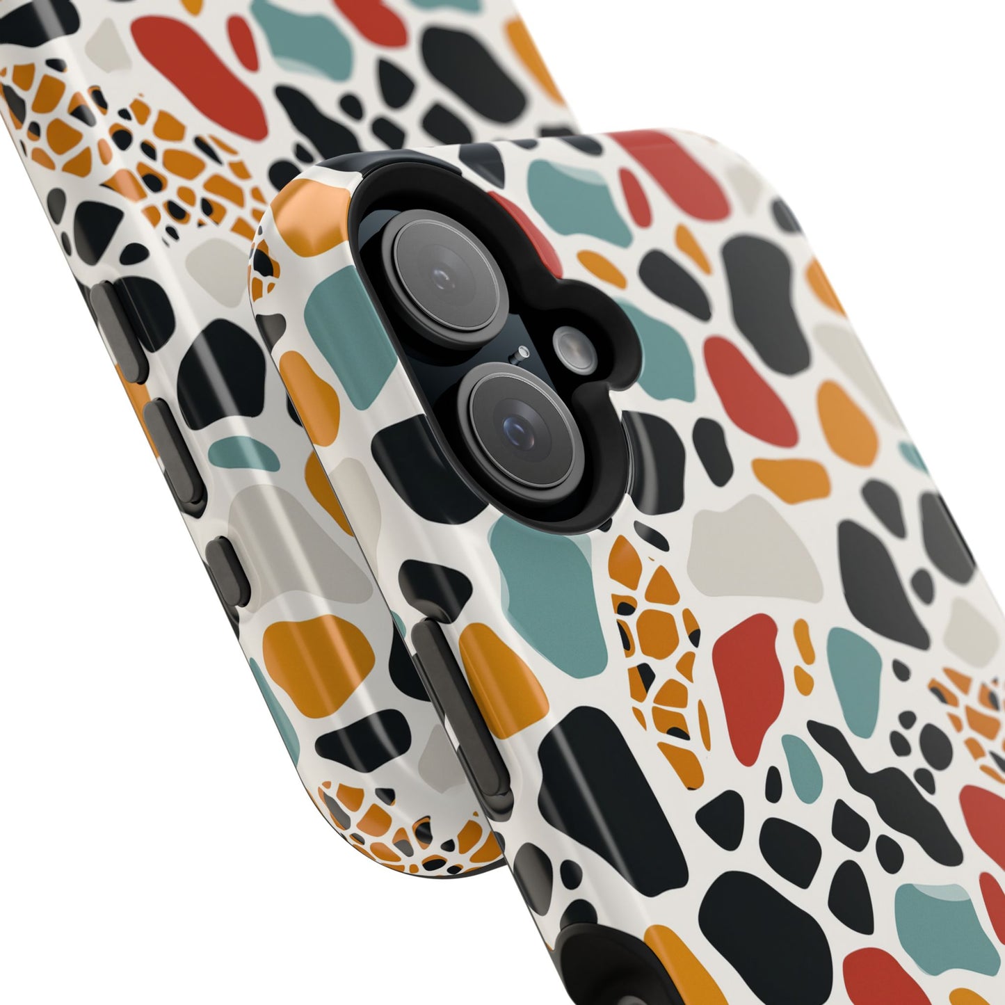 Terrazzo Pattern Magnetic Impact Phone Case — Colorful Retro Pebble Design