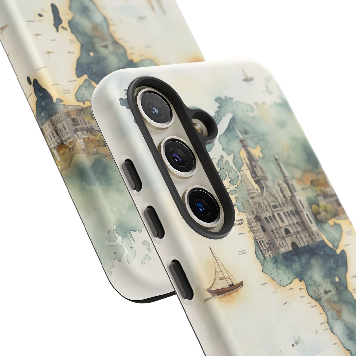 Hard Phone Case — Watercolor Fantasy Map Castle Design