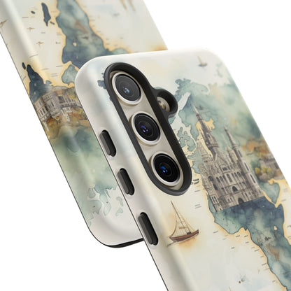 Hard Phone Case — Watercolor Fantasy Map Castle Design