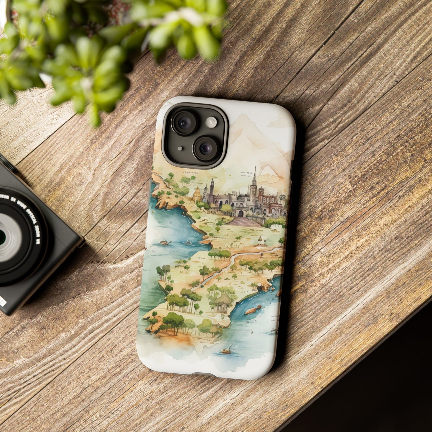 Hard Phone Case — Watercolor Fantasy Map Castle Design