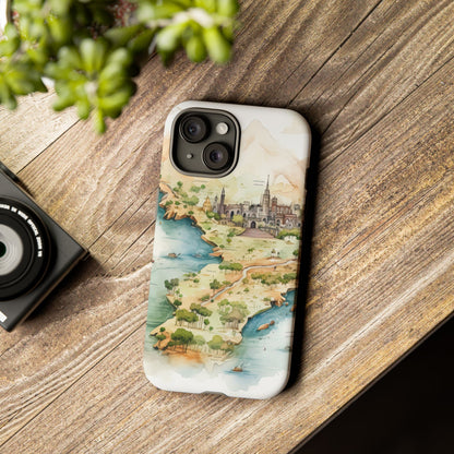 Hard Phone Case — Watercolor Fantasy Map Castle Design