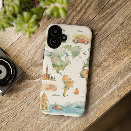 Hard Phone Case — Watercolor Fantasy Map Castle Design