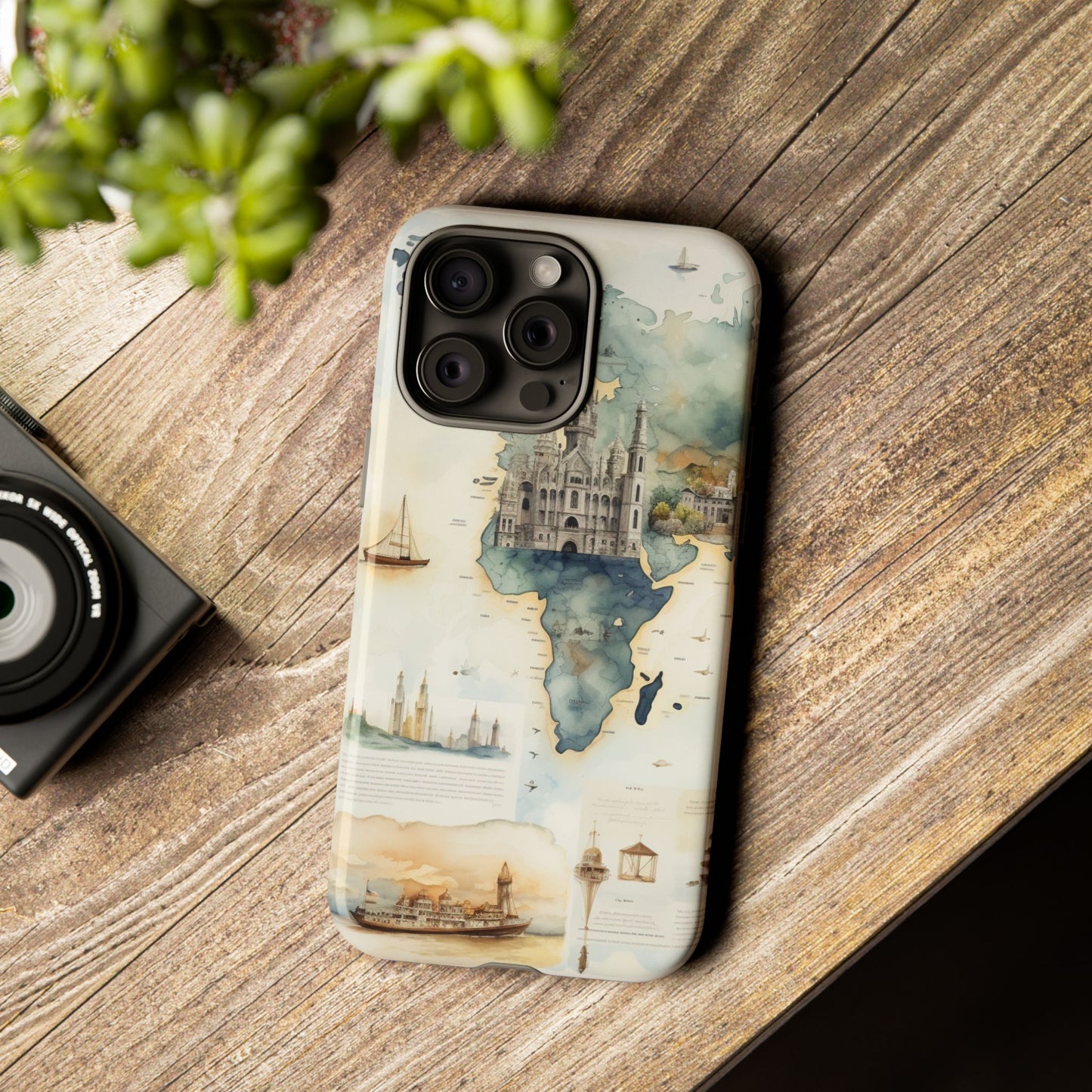 Hard Phone Case — Watercolor Fantasy Map Castle Design