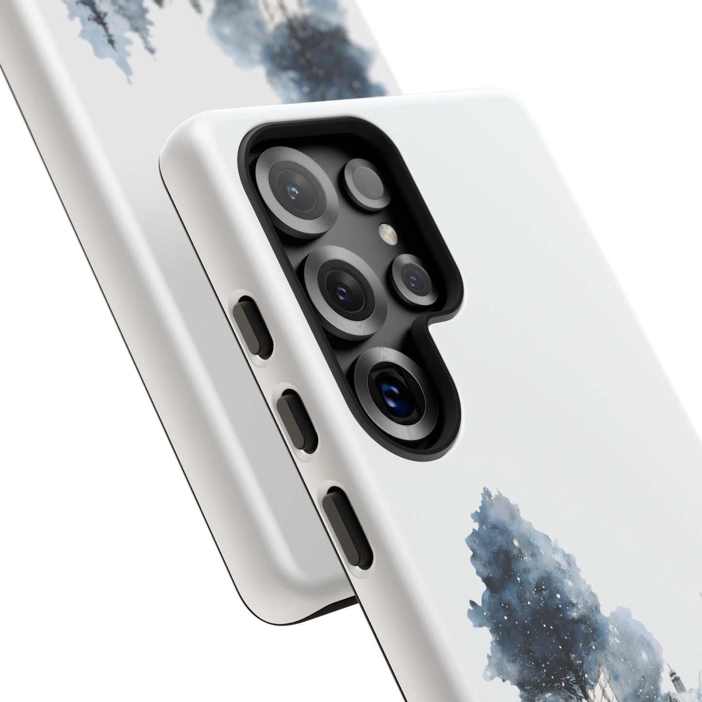 Nature-Inspired Tough Phone Case with Winter Cabin Design