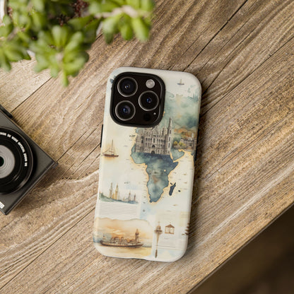 Hard Phone Case — Watercolor Fantasy Map Castle Design