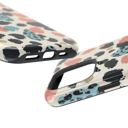 Leopard Splash Magnetic Impact Phone Case — Teal & Coral Animal Print