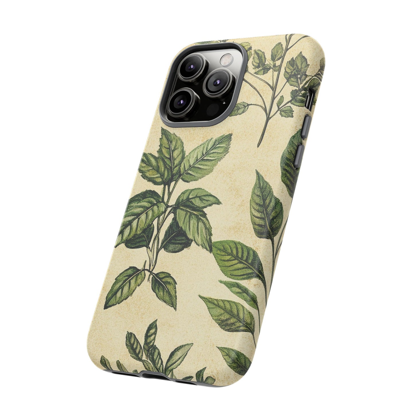 Botanical Leaves Tough Phone Case — Vintage Green Plant Print