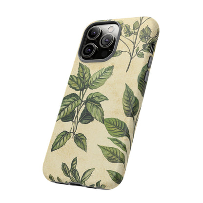 Botanical Leaves Tough Phone Case — Vintage Green Plant Print