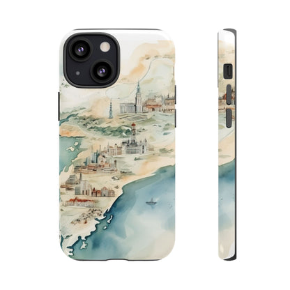 Hard Phone Case — Watercolor Fantasy Map Castle Design